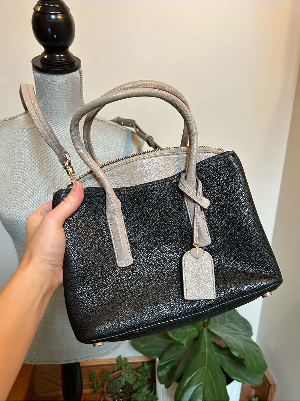 kate spade Black and Light Gray Two-Tone Satchel